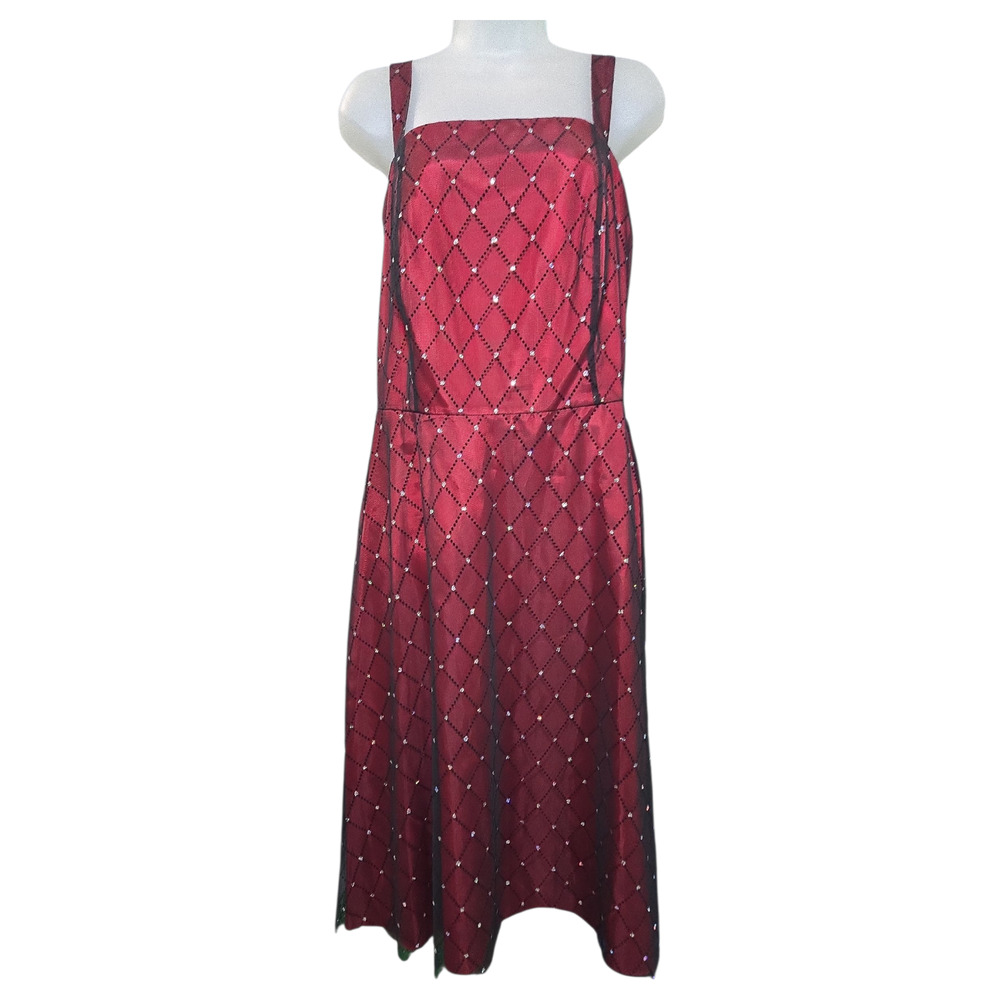 Dressbarn Collection Woman 14W Red Black Dress Y2K Whimsigoth Witchy HOCO Dance